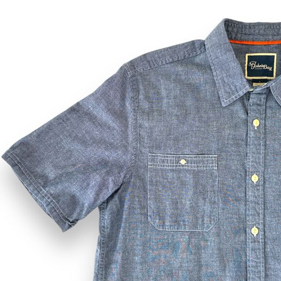 St. John's Bay Chambray Short Sleeve Men's Button-up Shirt Outfitters Sz Lrg EUC - Picture 7 of 7